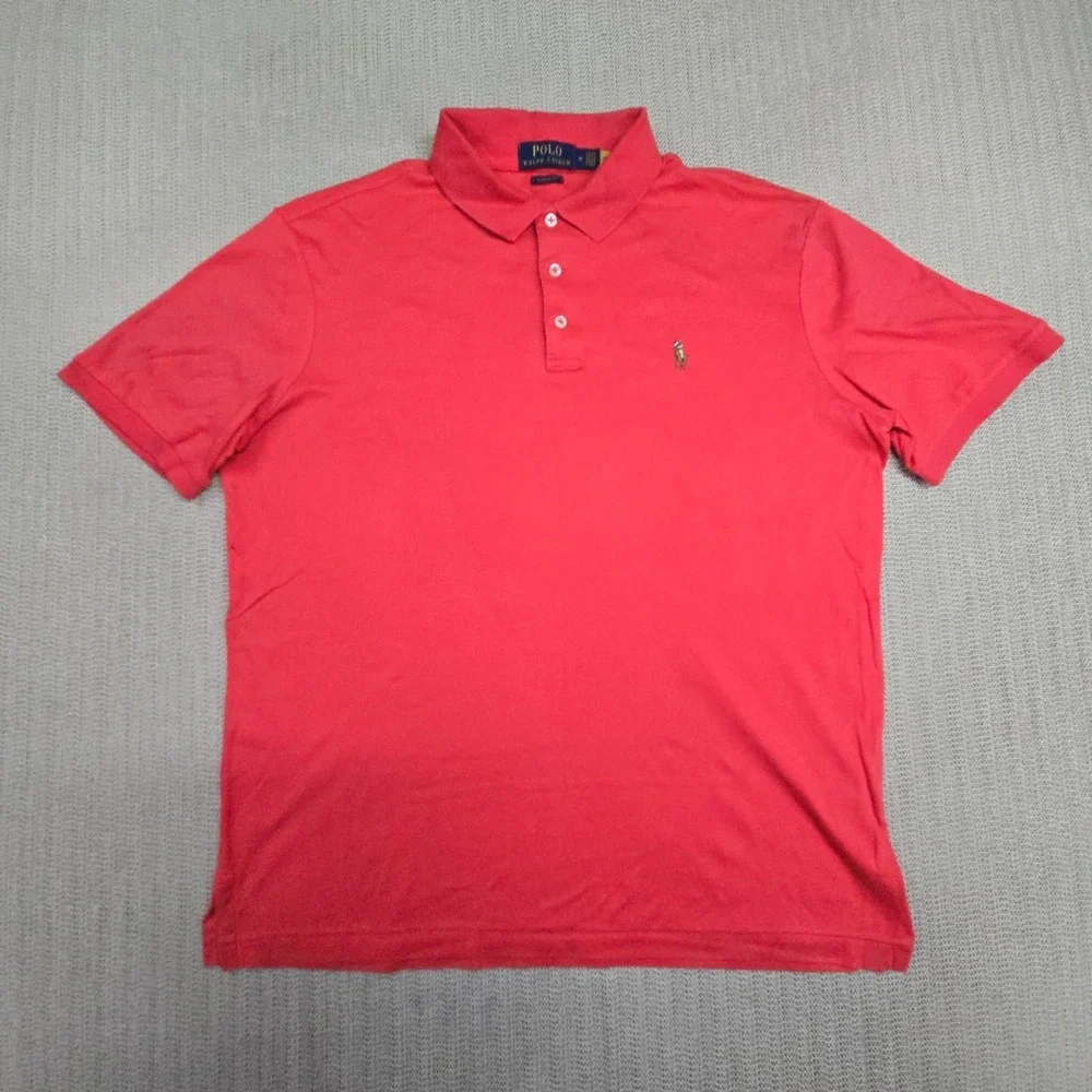 Polo Ralph Lauren Polo Shirt Mens Medium Pink Classic Fit Flesh Pony Logo